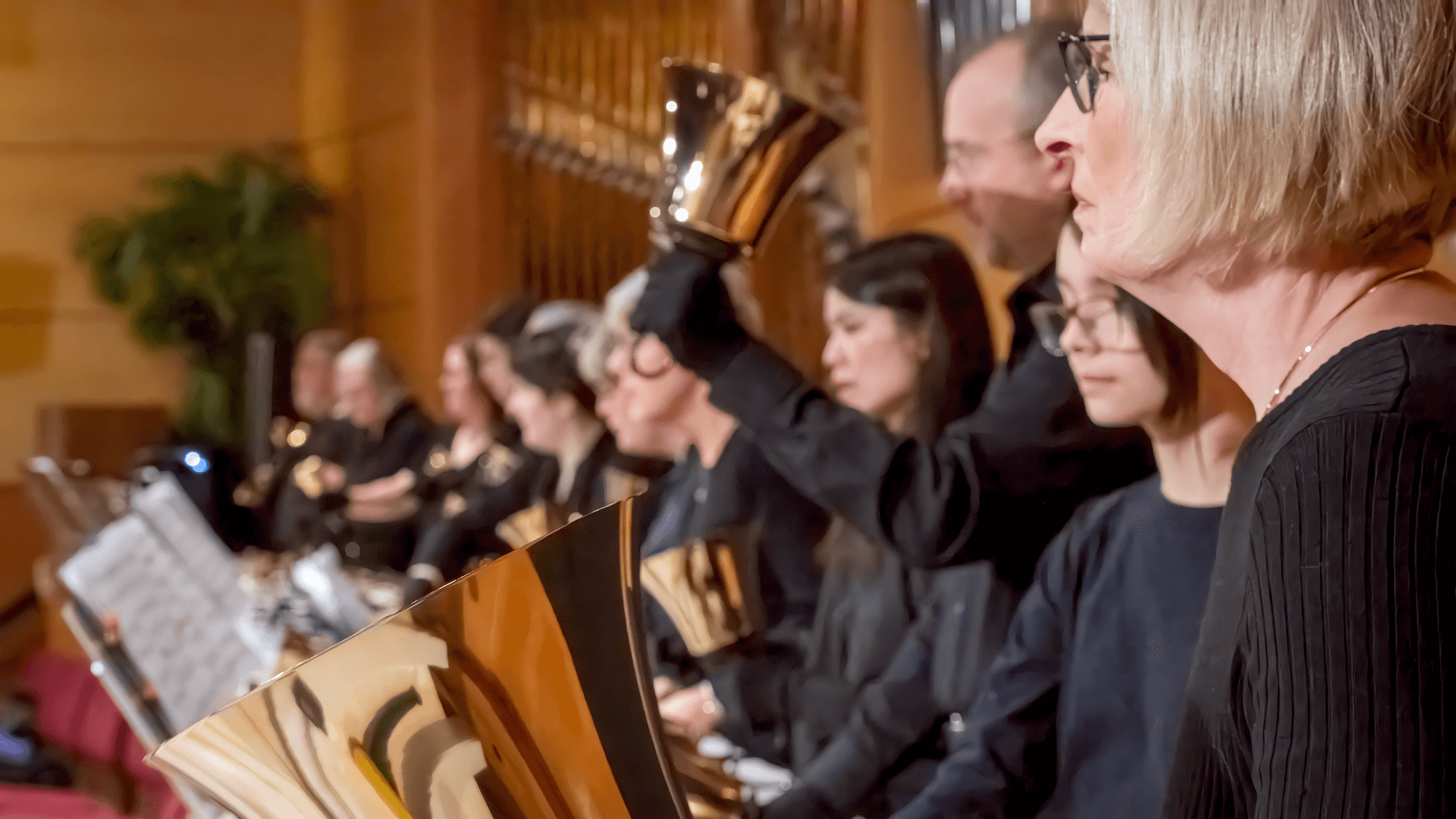 Members of the Covenant Bell Choir playing bells
